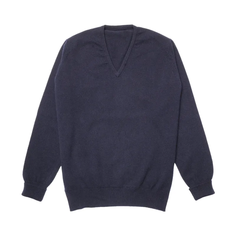 Navy Steadman Fine Lambswool V-Neck Jumper sold by Malloch’s