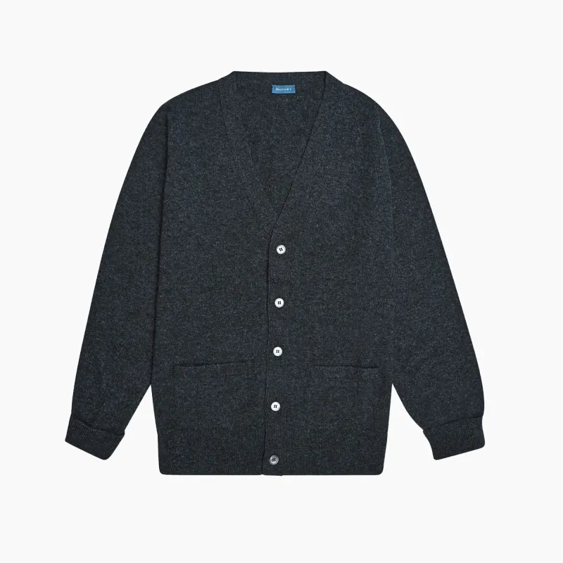 Charcoal Stewart Fine Lambswool Cardigan sold by Malloch’s