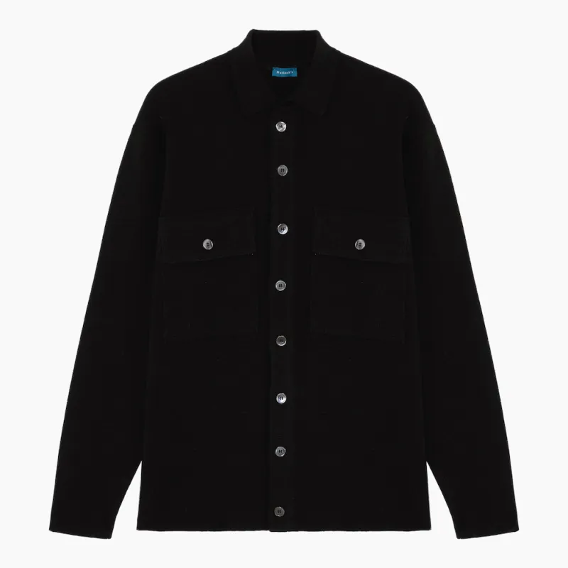 Black Merino Cashmere Knitted Overshirt - Medium sold by Malloch’s