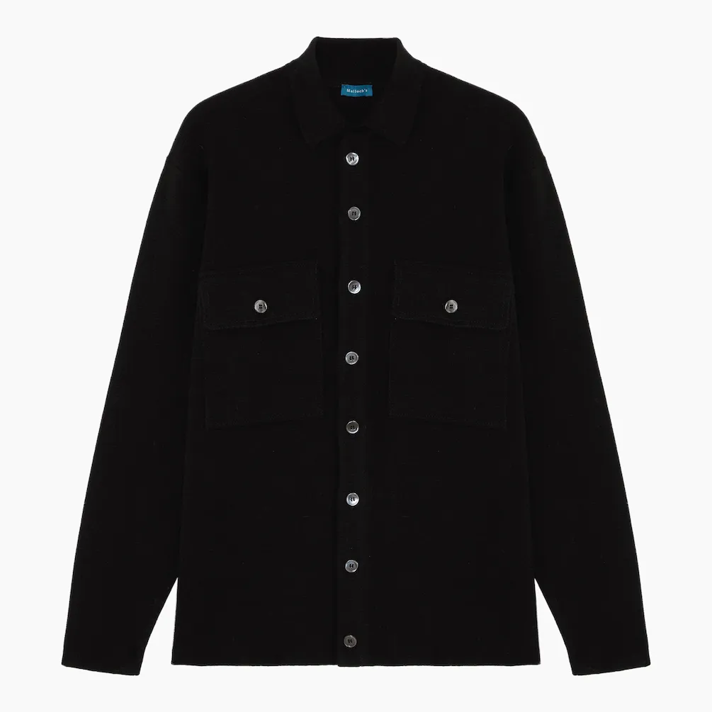 Black Merino Cashmere Knitted Overshirt - Medium sold by Malloch’s