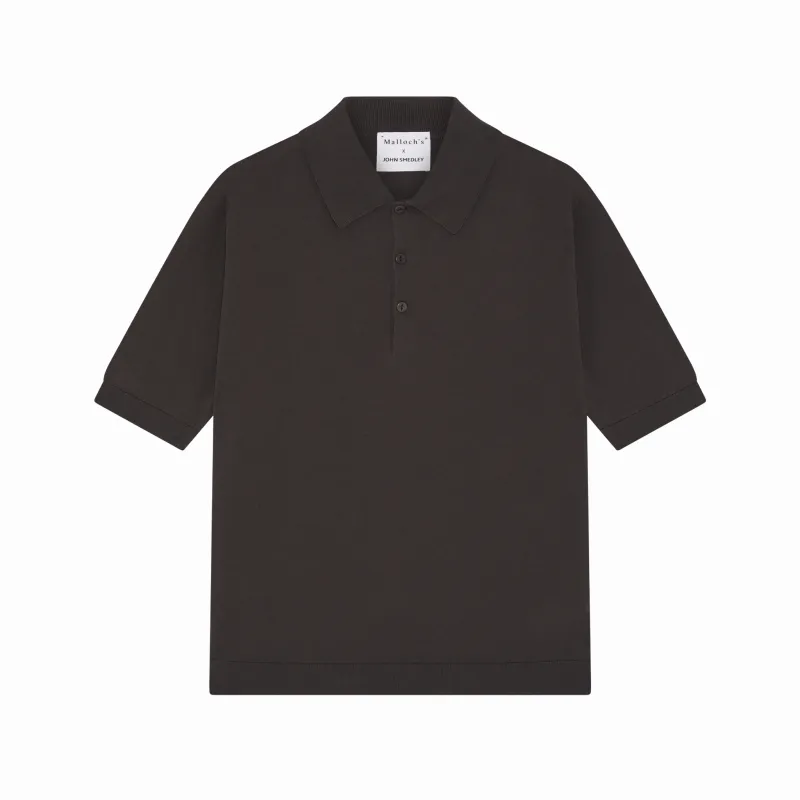 Malloch's x John Smedley Brown Cromford Sea Island Cotton Polo Shirt sold by Malloch’s