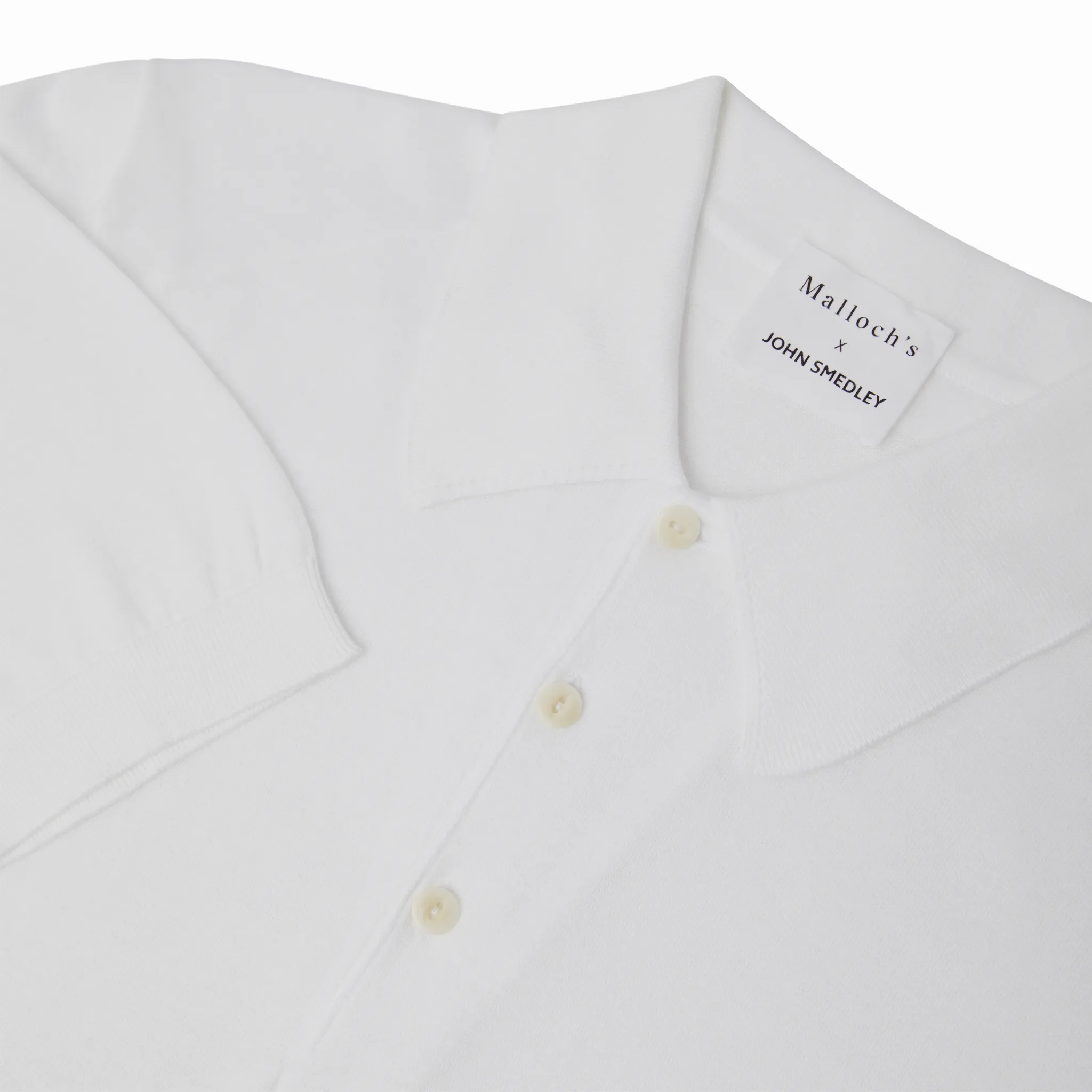 Malloch's x John Smedley White Cromford Sea Island Cotton Polo Shirt sold by Malloch’s product image thumbnail 2