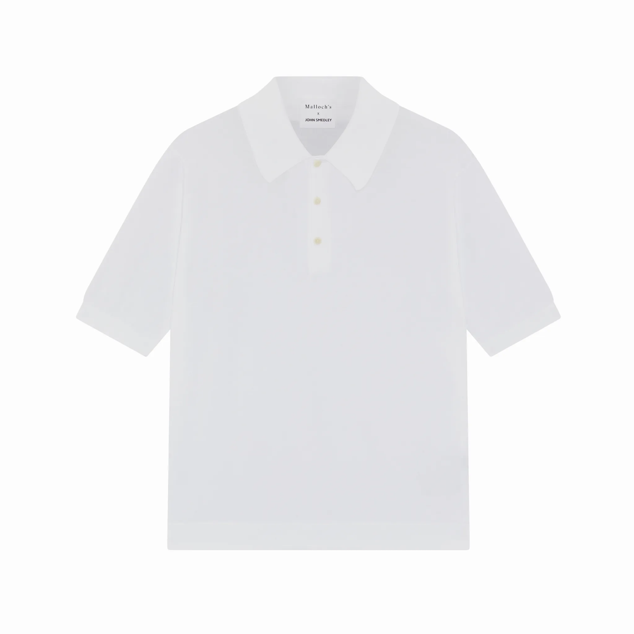 Malloch's x John Smedley White Cromford Sea Island Cotton Polo Shirt sold by Malloch’s