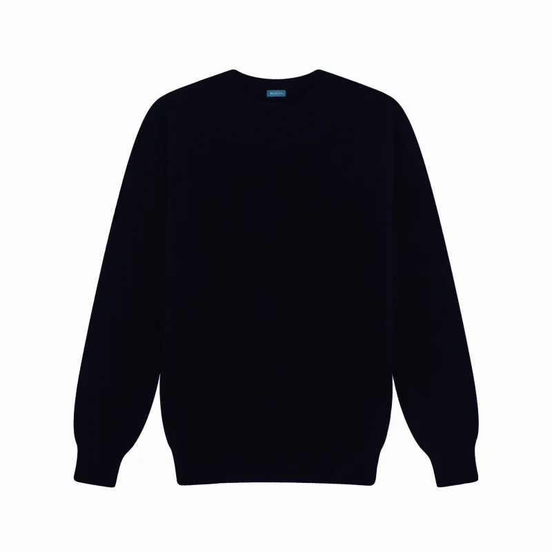 Navy Preston Superfine Lambswool Crew Neck Jumper sold by Malloch’s