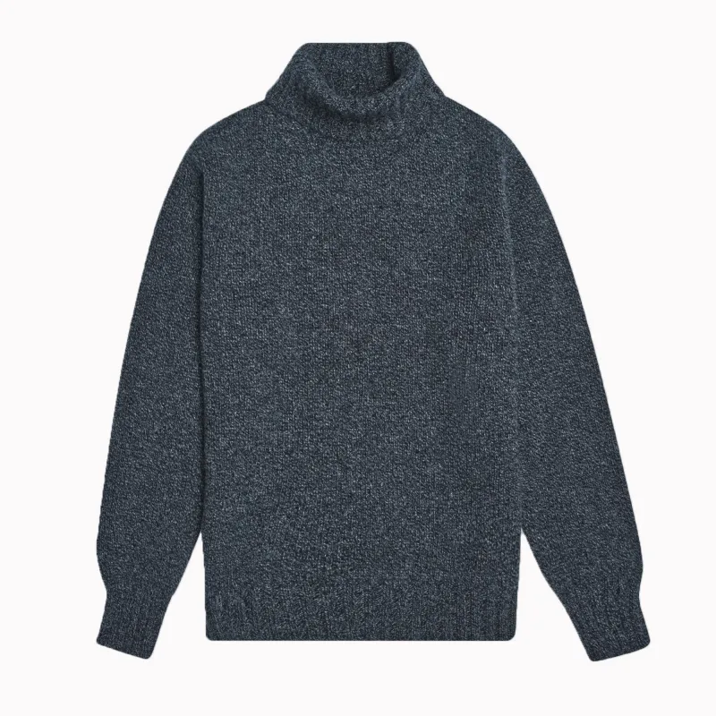 Mixed Navy Newman Lambswool Roll Neck Jumper sold by Malloch’s