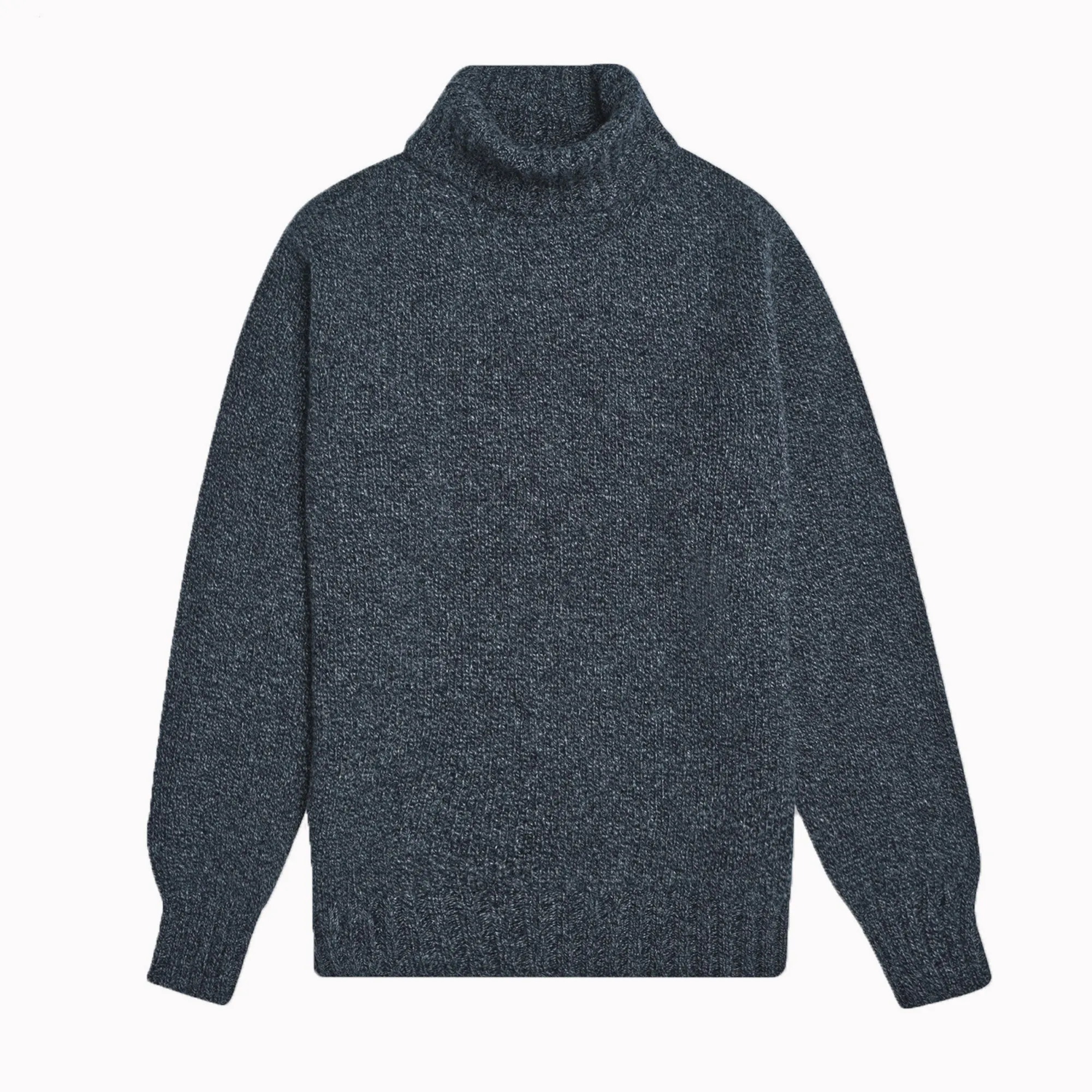 Mixed Navy Newman Lambswool Roll Neck Jumper sold by Malloch’s