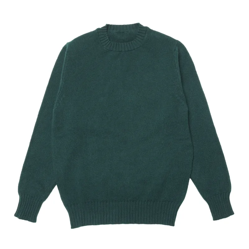 Green Dean Lambswool Crew Neck Jumper sold by Malloch’s