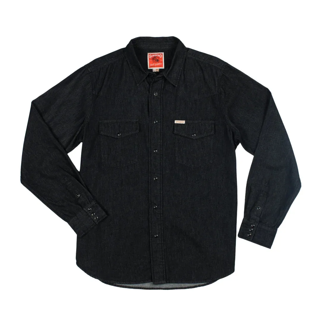 Wyatt Western Pearl Snap Shirt | Midnight Denim | Sendero Provisions Co sold by Man Ready