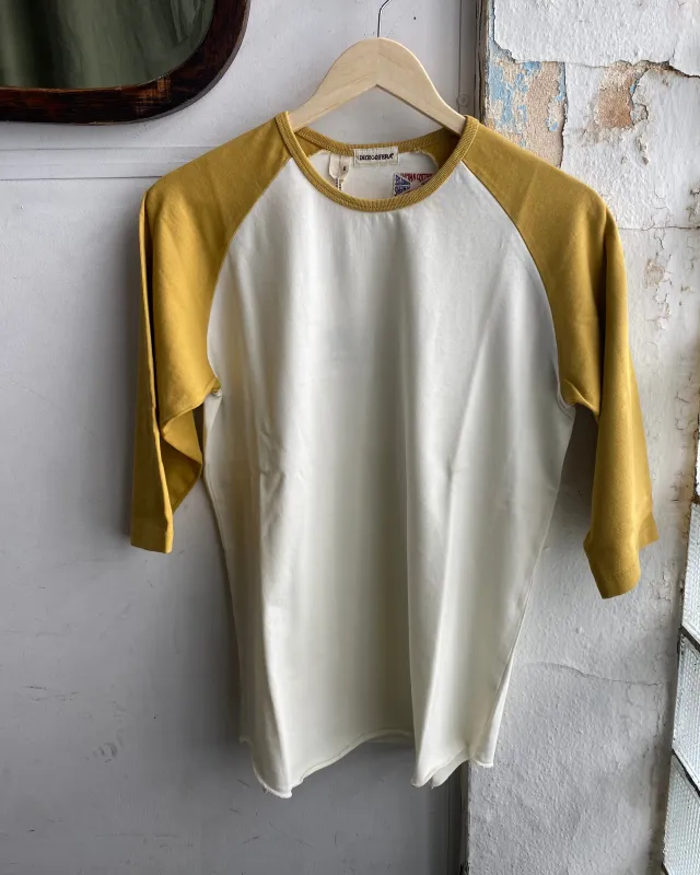 Leon Raglan Shirt | Cocatoo & Burnish Gold | Indigofera sold by Man Ready