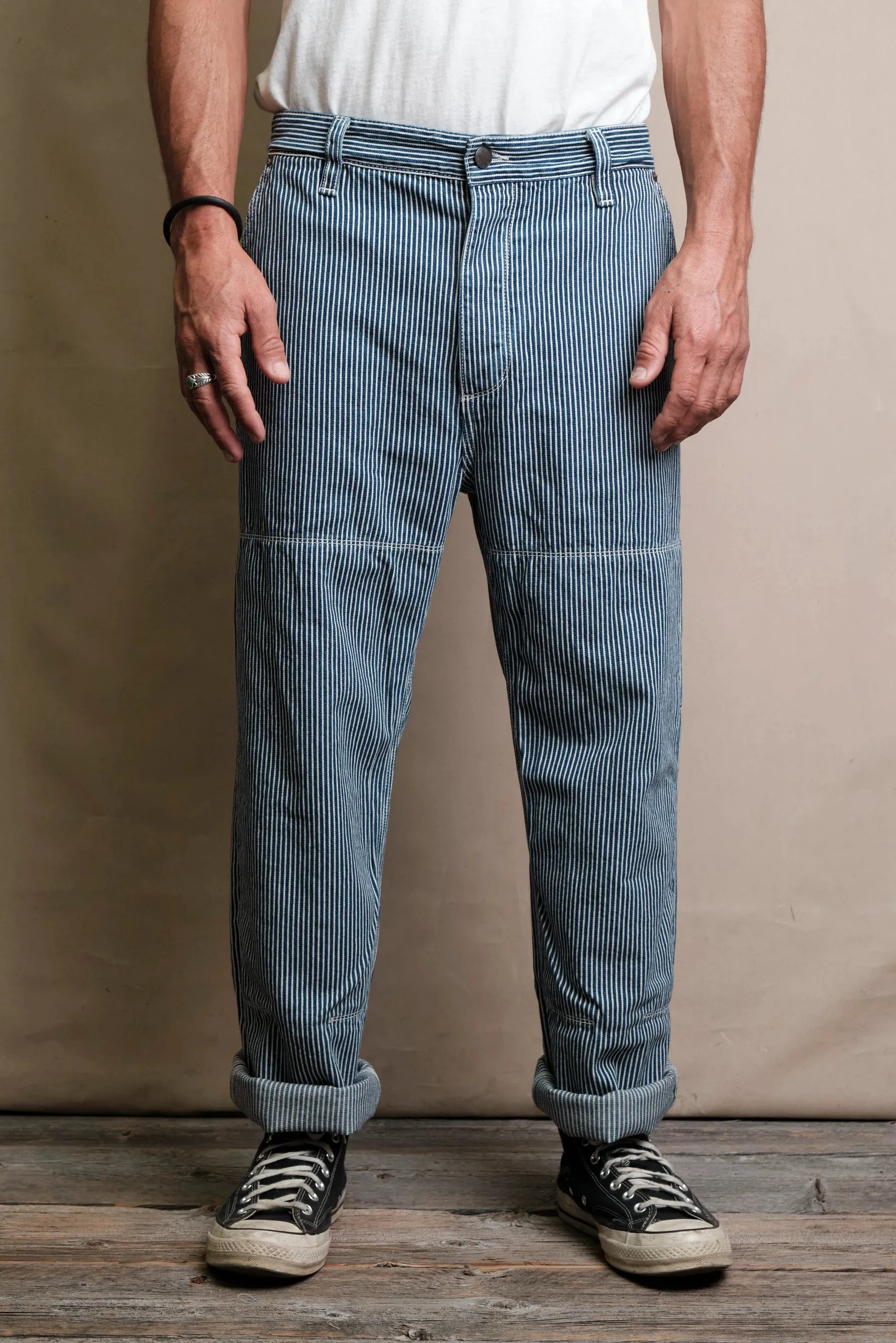 Ortega Pant | Indigo Stripe | Freenote Cloth sold by Man Ready