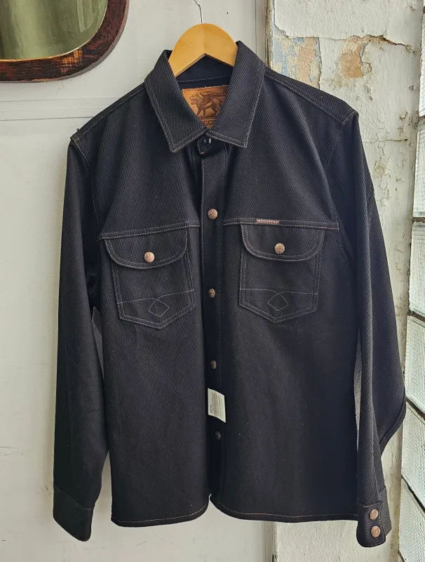 Copeland Shirt | Cotton Kersey Black | Indigofera sold by Man Ready