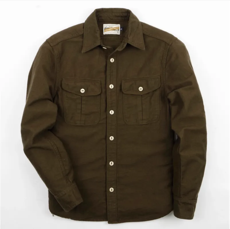 Rancho Shirt | Moss | Freenote Cloth sold by Man Ready