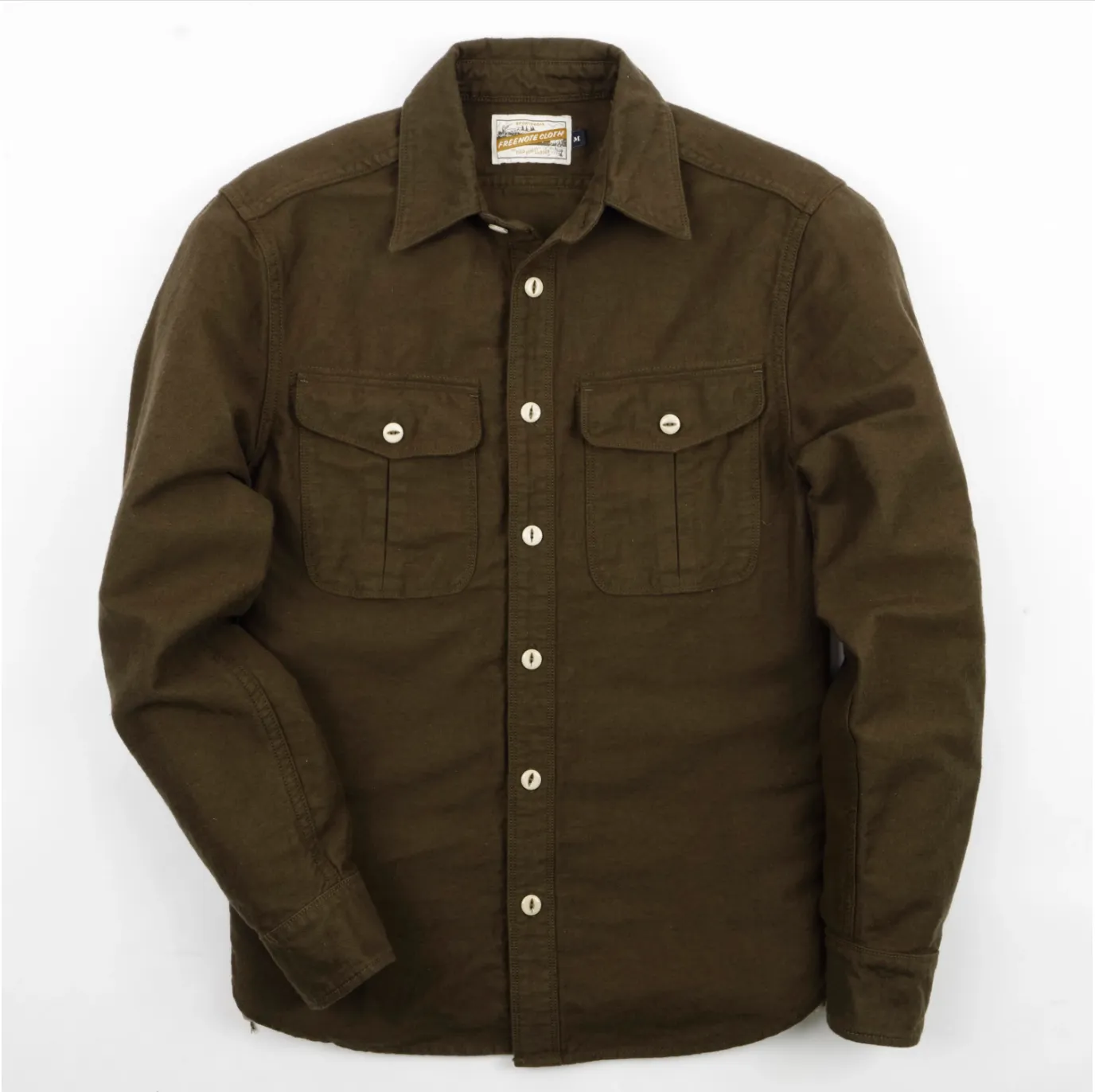 Rancho Shirt | Moss | Freenote Cloth sold by Man Ready