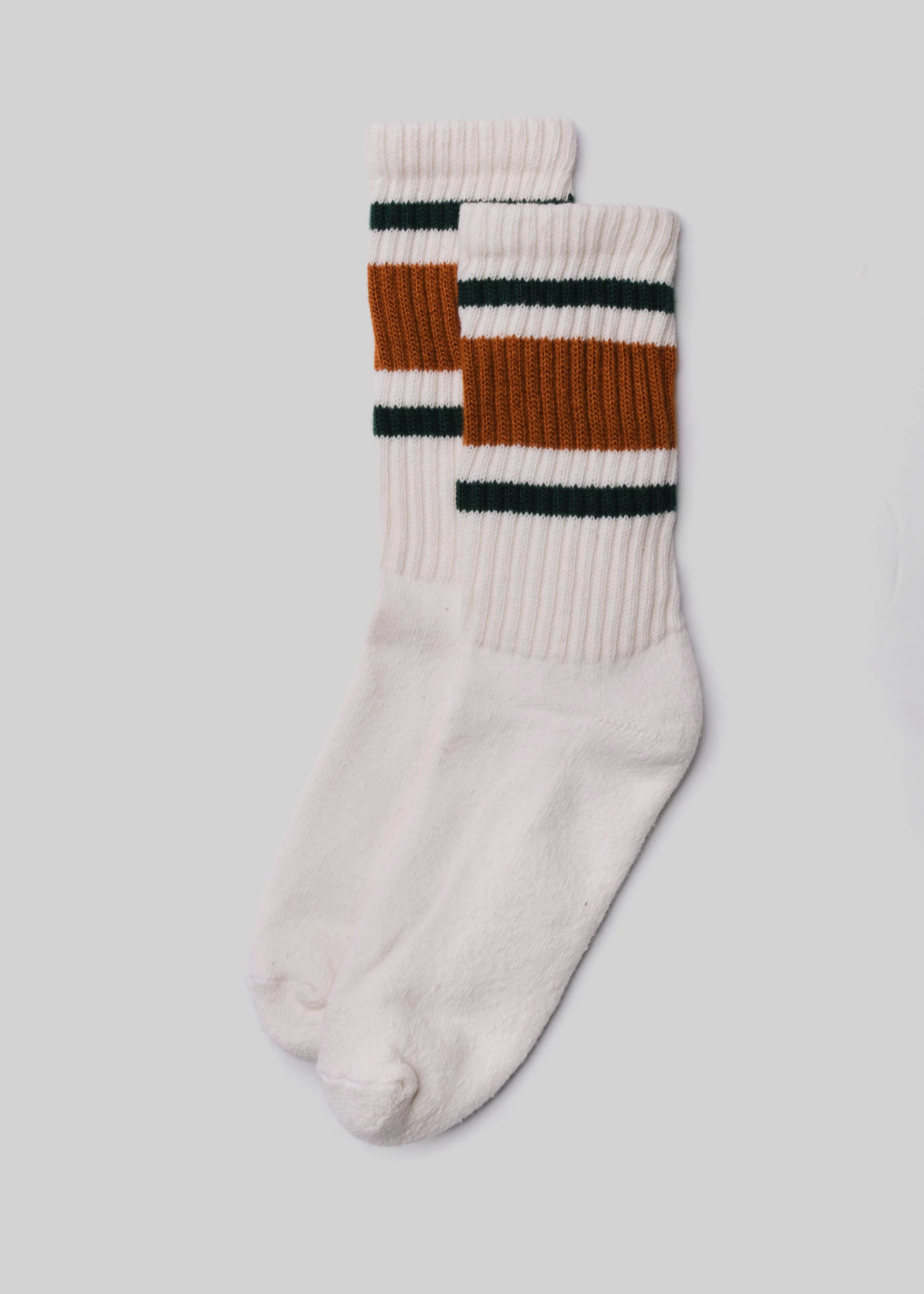 Retro Stripe Sock | Texas Orange & Hunter Green | American Trench sold by Man Ready
