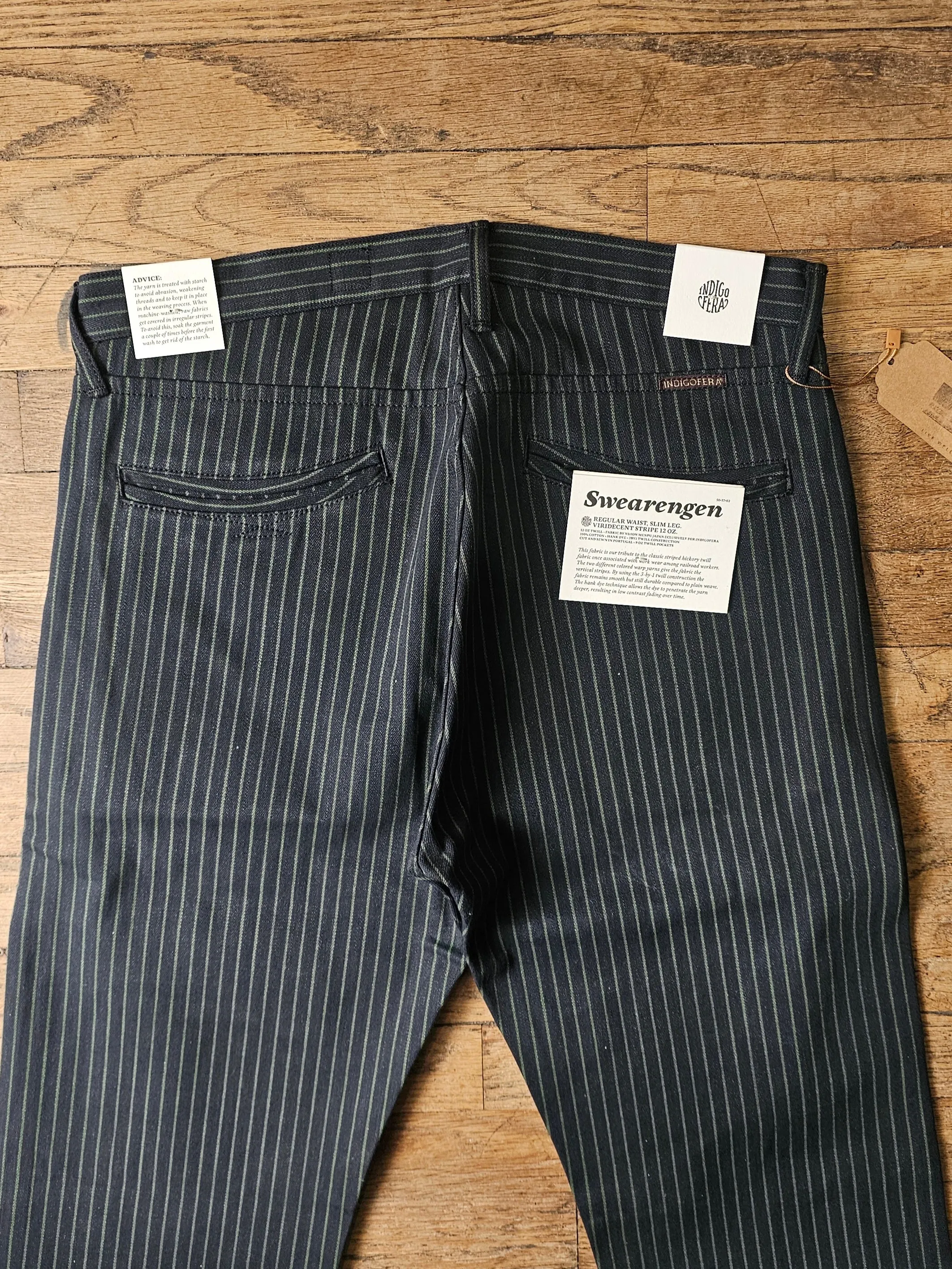 Swearengen Pant | Viridescent Stripe | Indigofera sold by Man Ready product image thumbnail 3