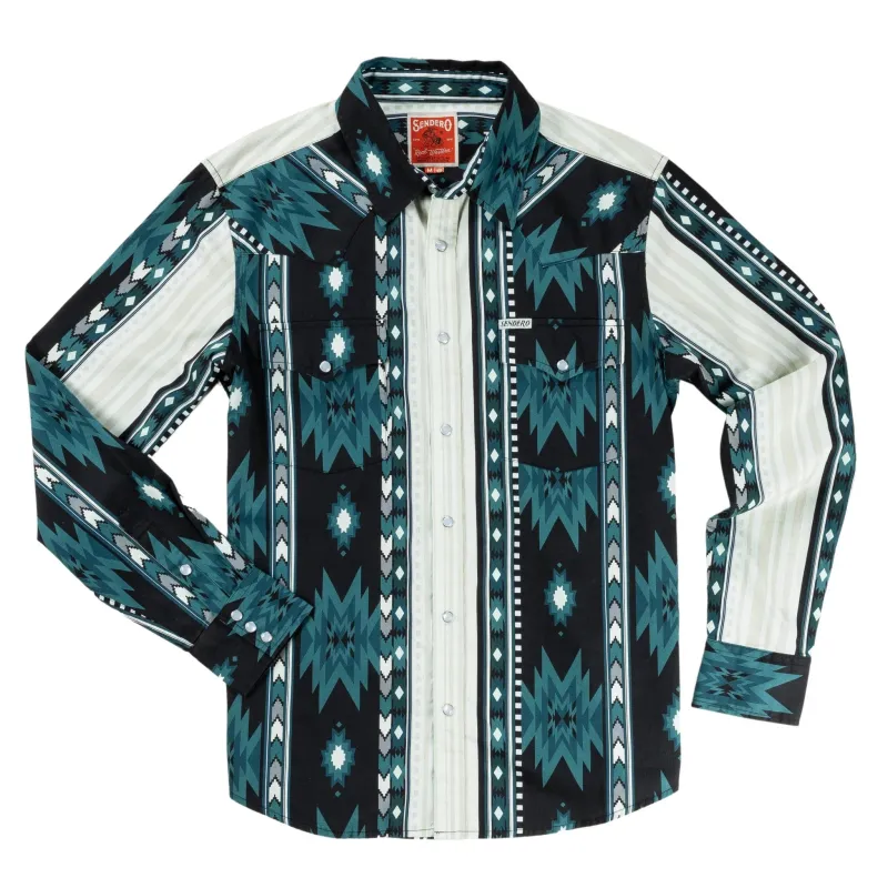 Serape Pearl Snap Shirt | The Oasis - Southwest Stripe | Sendero Provisions Co sold by Man Ready