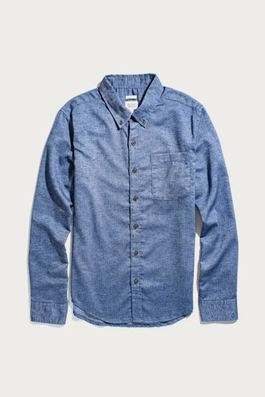 Sutton Slim Shirt | Indigo Herringbone | Bridge & Burn sold by Man Ready