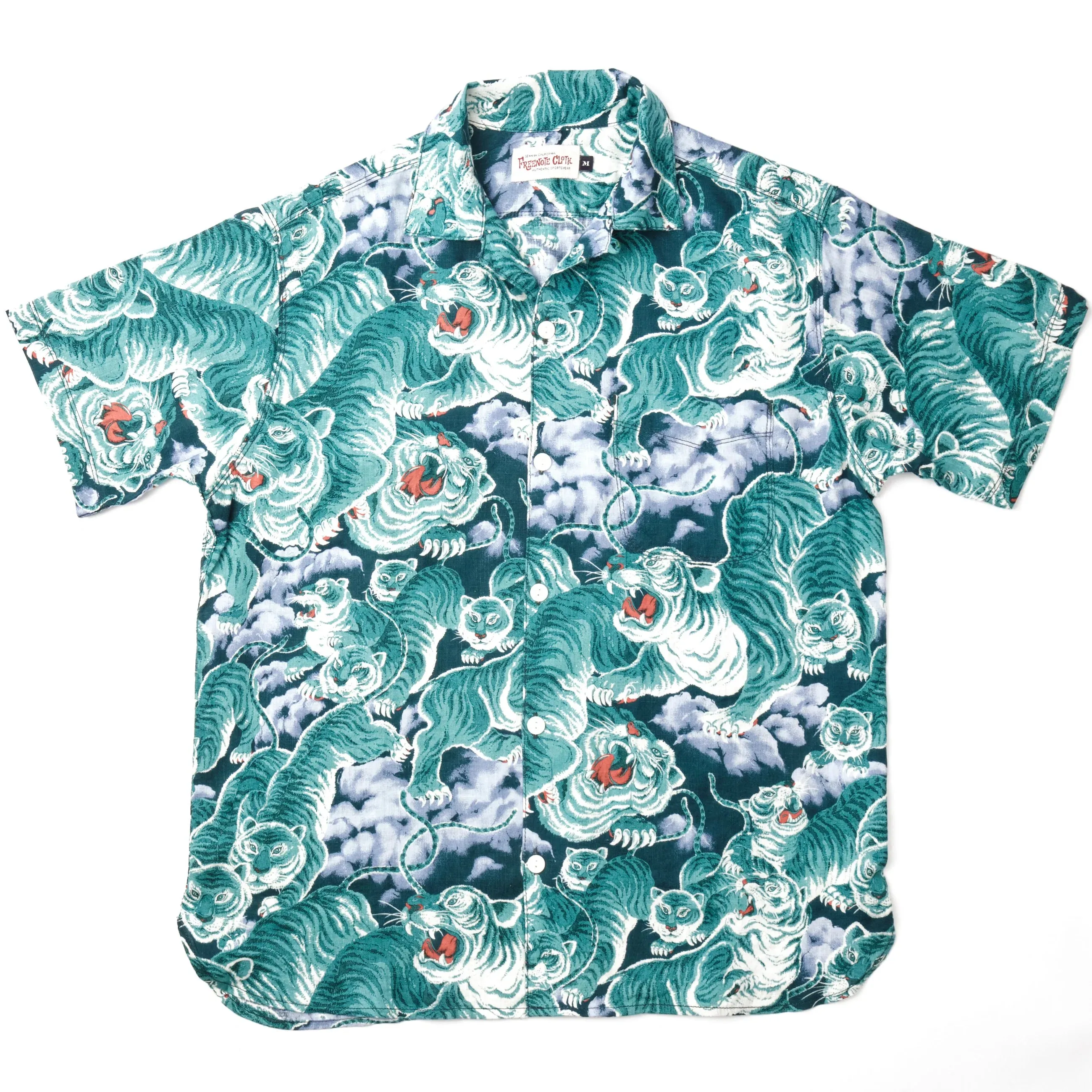 Hawaiian Shirt | Turquoise Tiger | Freenote Cloth sold by Man Ready