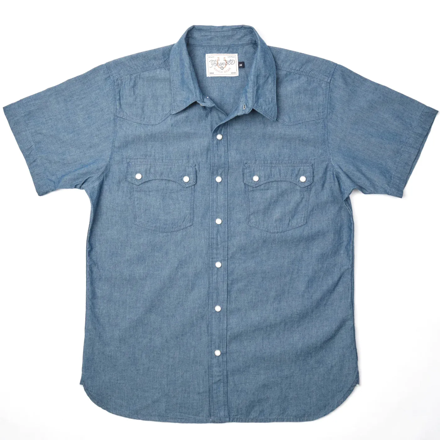 Modern Western S/S Shirt | Chambray | Freenote Cloth sold by Man Ready
