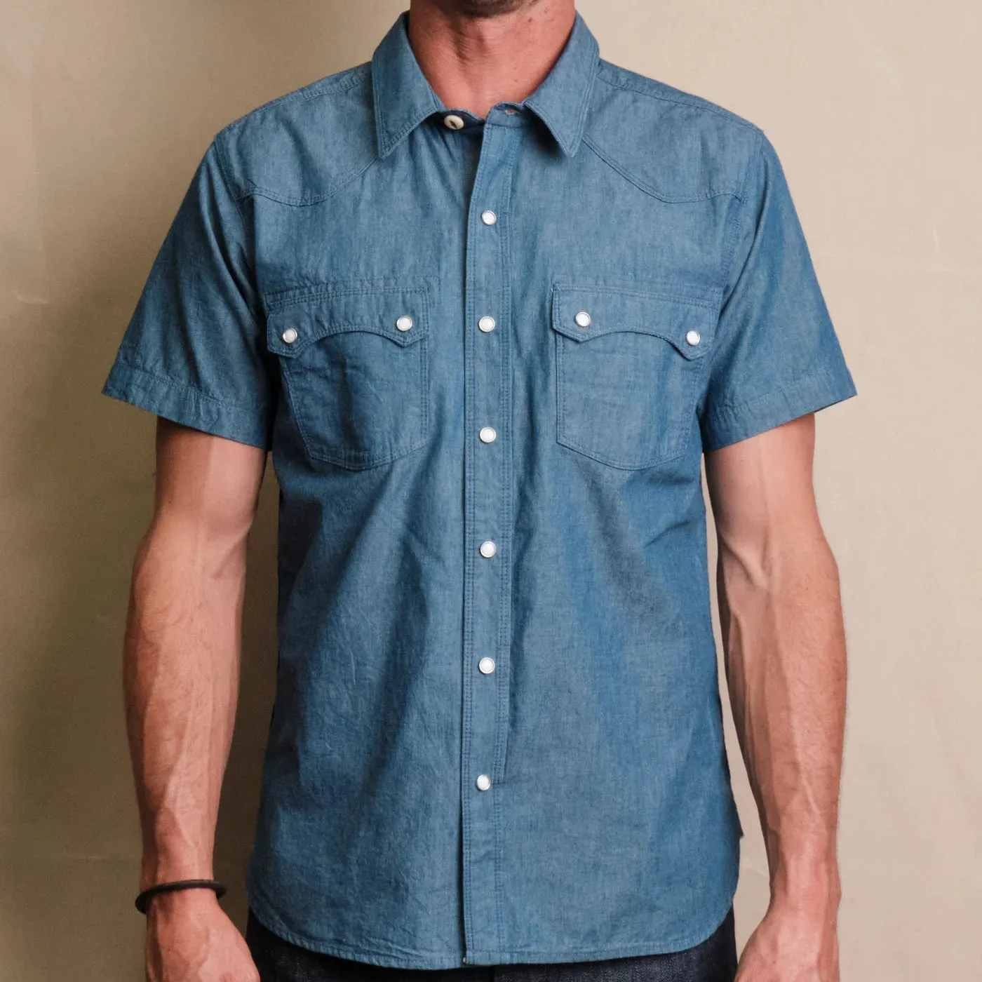 Modern Western S/S Shirt | Chambray | Freenote Cloth sold by Man Ready product image thumbnail 2