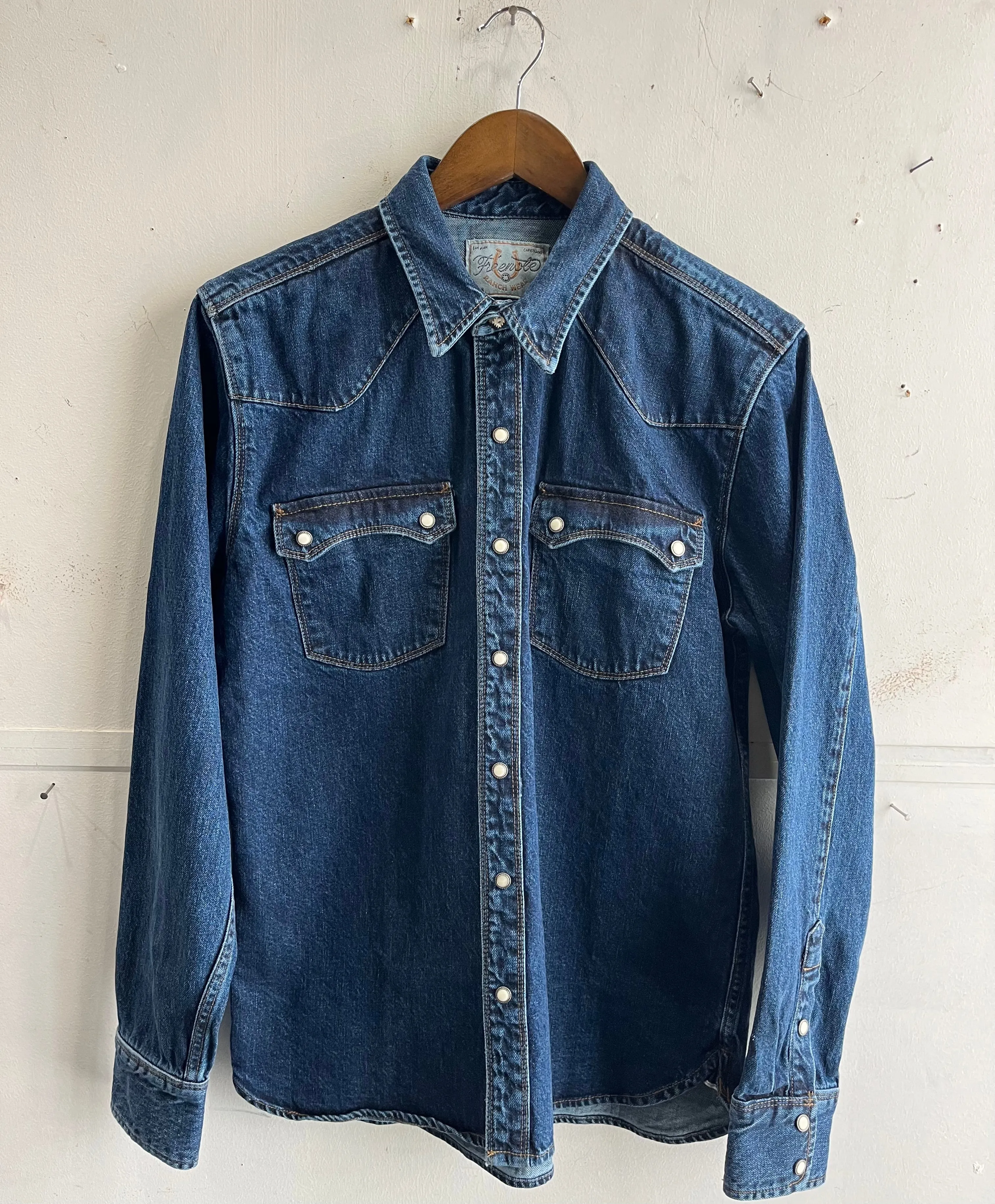 Modern Western Shirt | 11 oz Stone Washed Denim | Freenote Cloth sold by Man Ready
