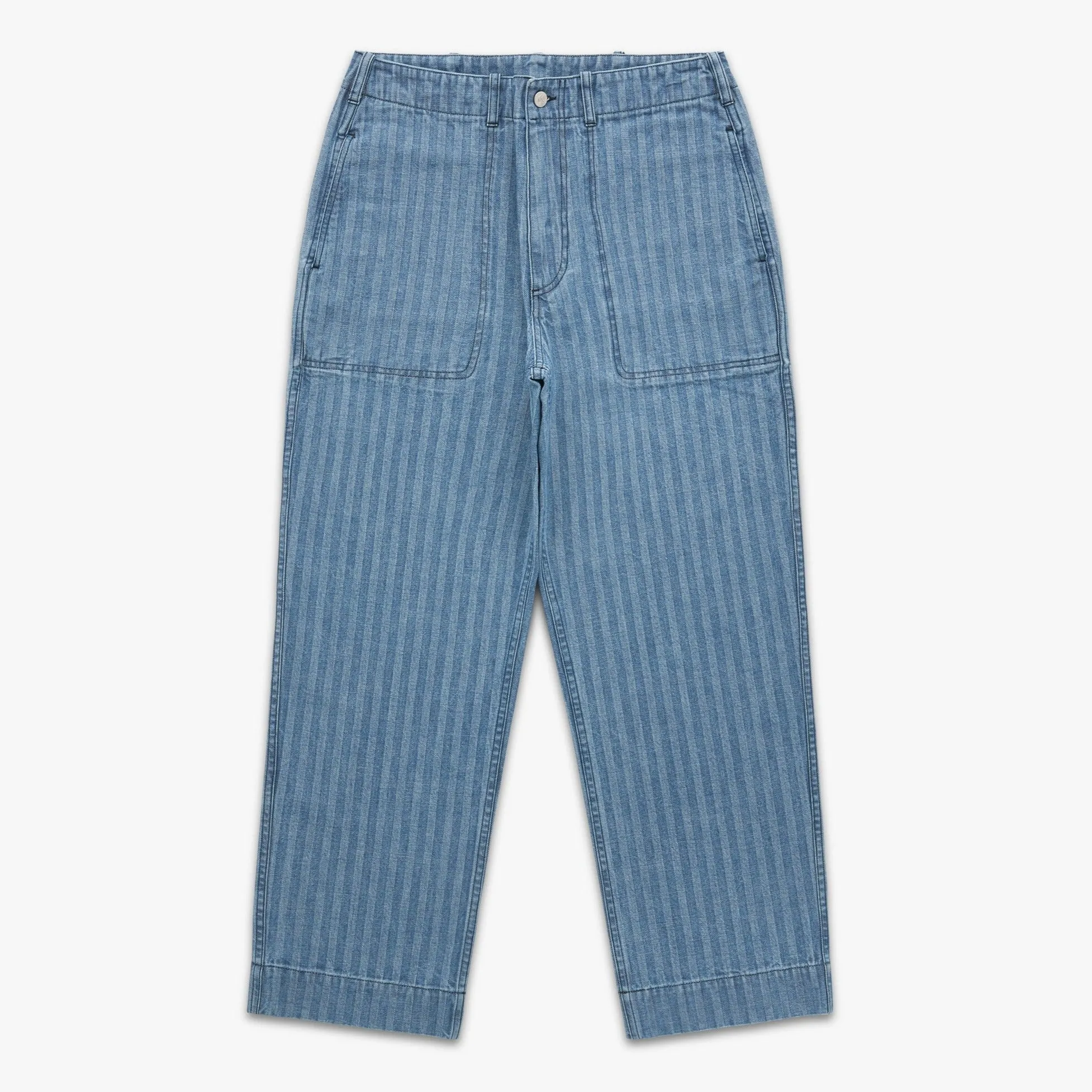 Cliff Denim Pant | Light Wash Fisher Stripe | Knickerbocker sold by Man Ready
