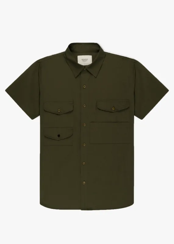 Cahill Shirt | Olive Nylon | Monadic Clothing sold by Man Ready
