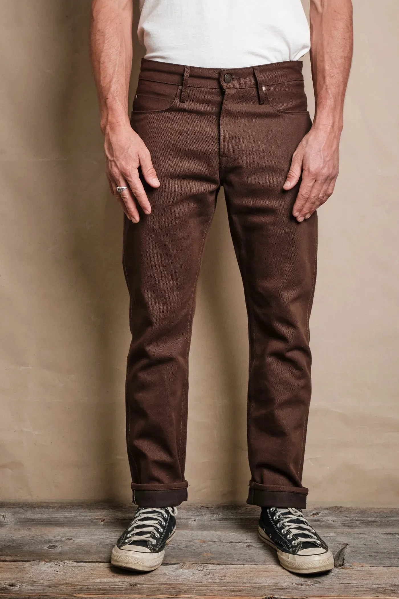 Rios Slim Straight | 15 oz. Dark Brown | Freenote Cloth sold by Man Ready