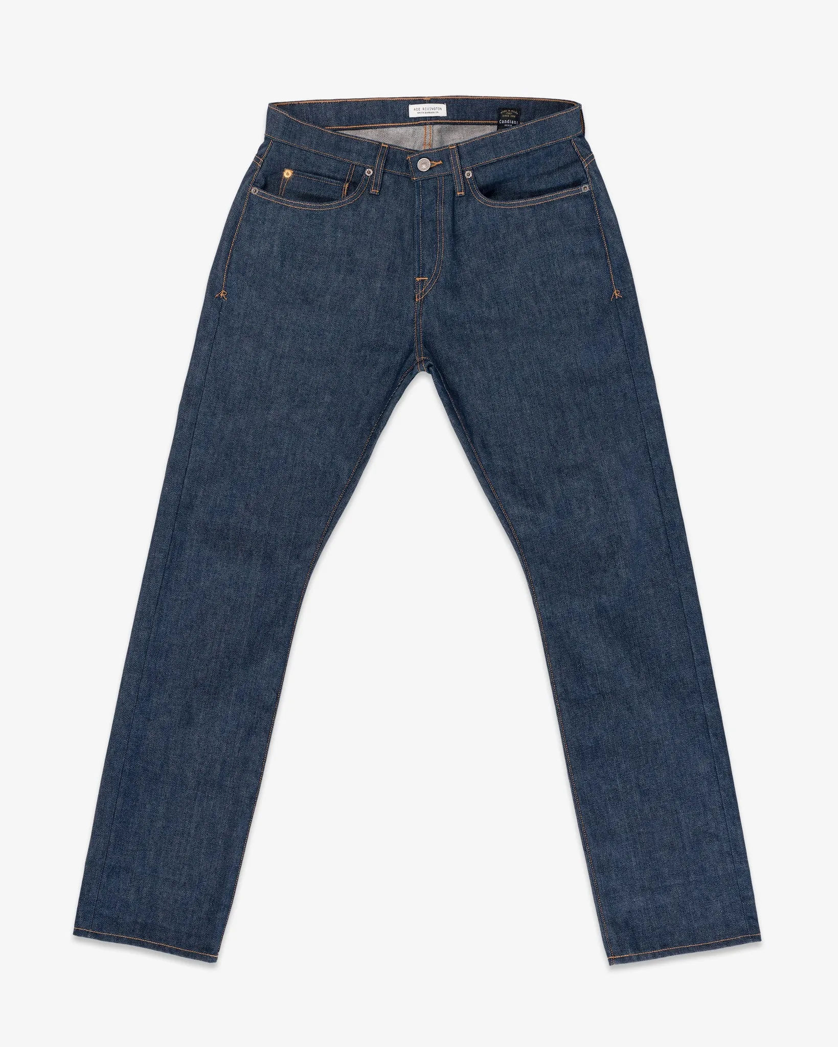 Athletic Straight Selvedge Rigid Denim Jeans | Raw Indigo | Ace Rivington sold by Man Ready