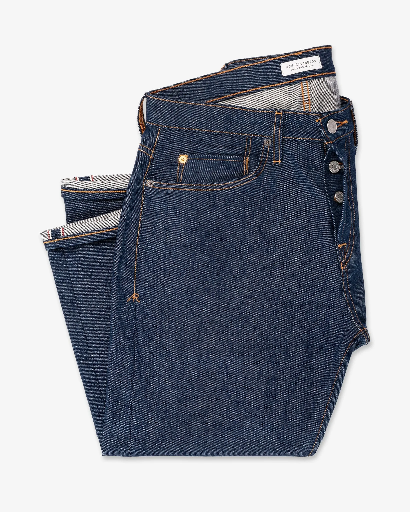 Athletic Straight Selvedge Rigid Denim Jeans | Raw Indigo | Ace Rivington sold by Man Ready product image thumbnail 3