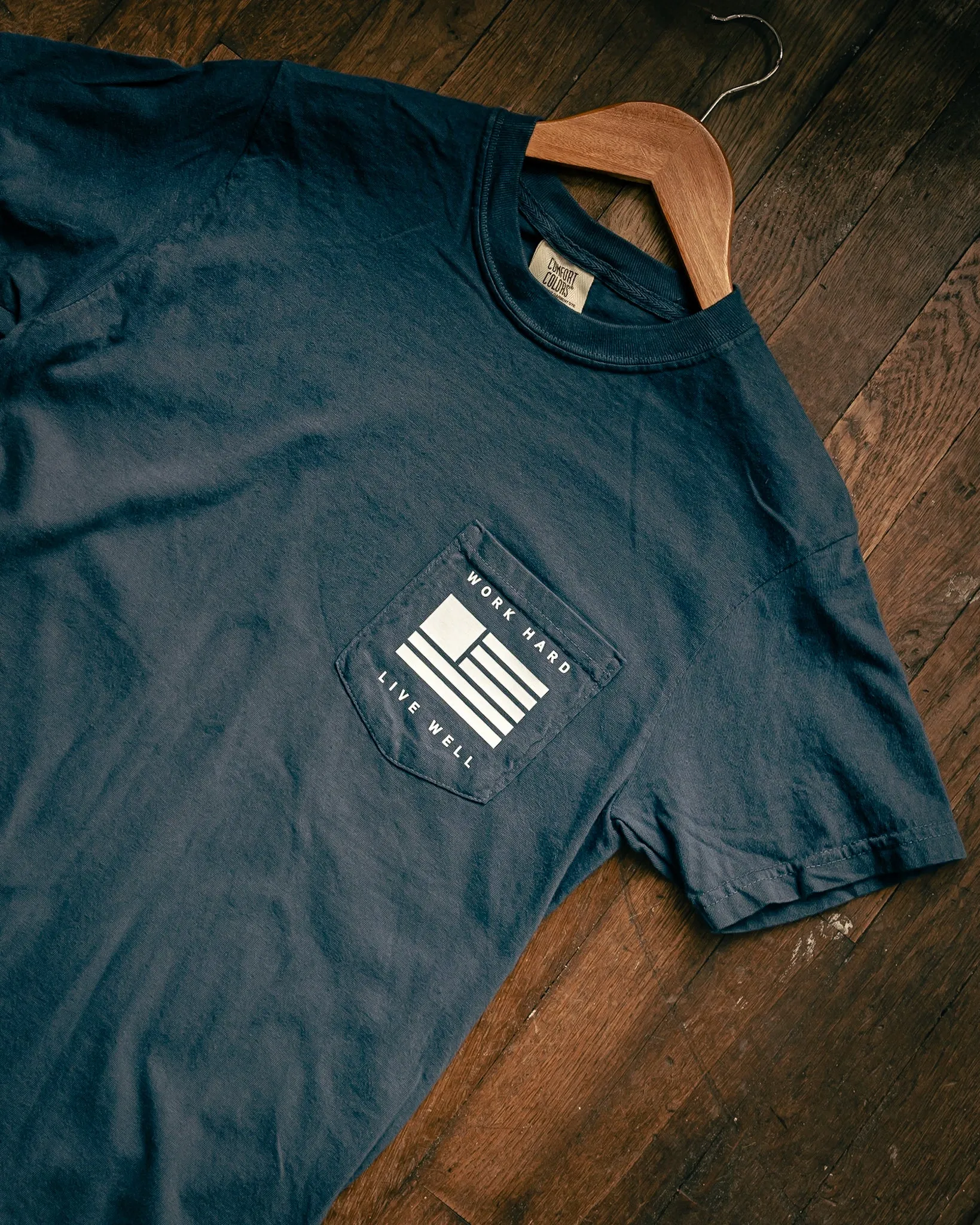 Graphic Pocket Tee | Work Hard Live Well | Midnight | Manready Mercantile sold by Man Ready product image thumbnail 2