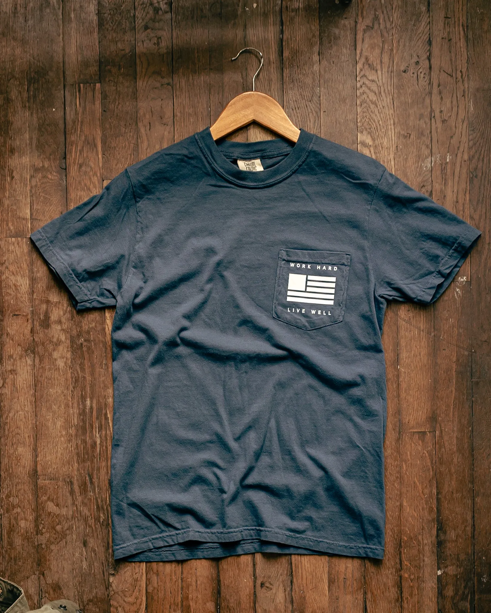 Graphic Pocket Tee | Work Hard Live Well | Midnight | Manready Mercantile sold by Man Ready