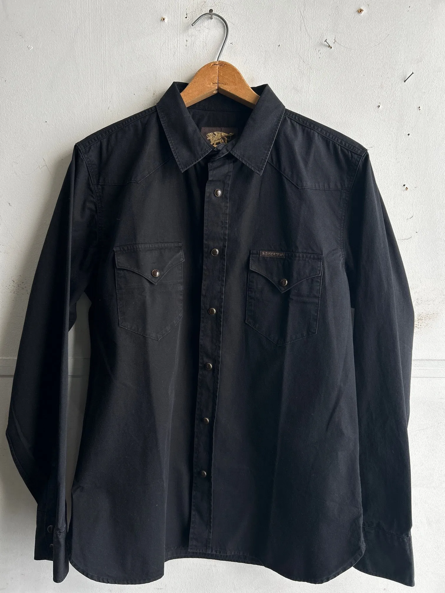 Sideras Shirt | Black Cotton Twill | Indigofera sold by Man Ready