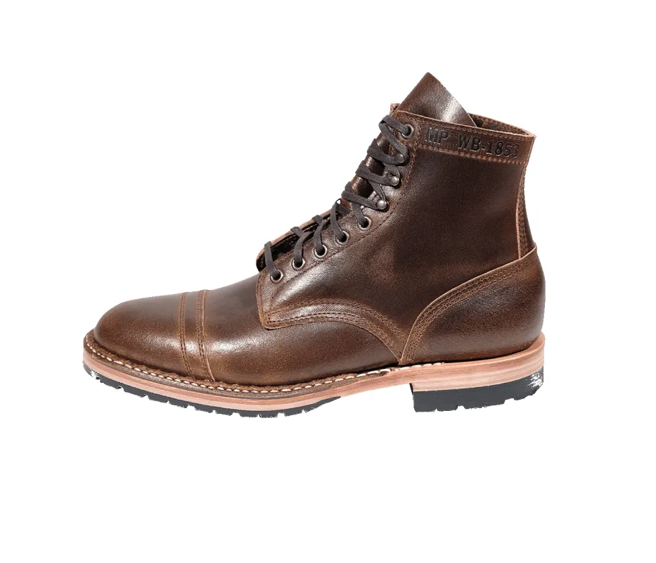 MP-Sherman Toe Cap (Half Lug) | Cinnamon Waxed Flesh | White's Boots sold by Man Ready