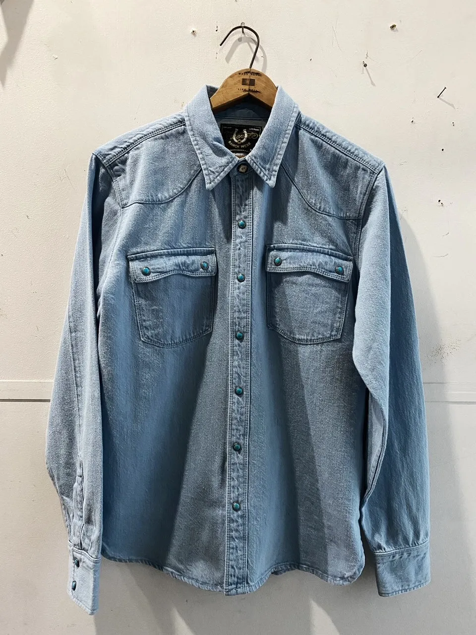 Modern Western Shirt | 11 oz Bleached Denim | Freenote Cloth sold by Man Ready