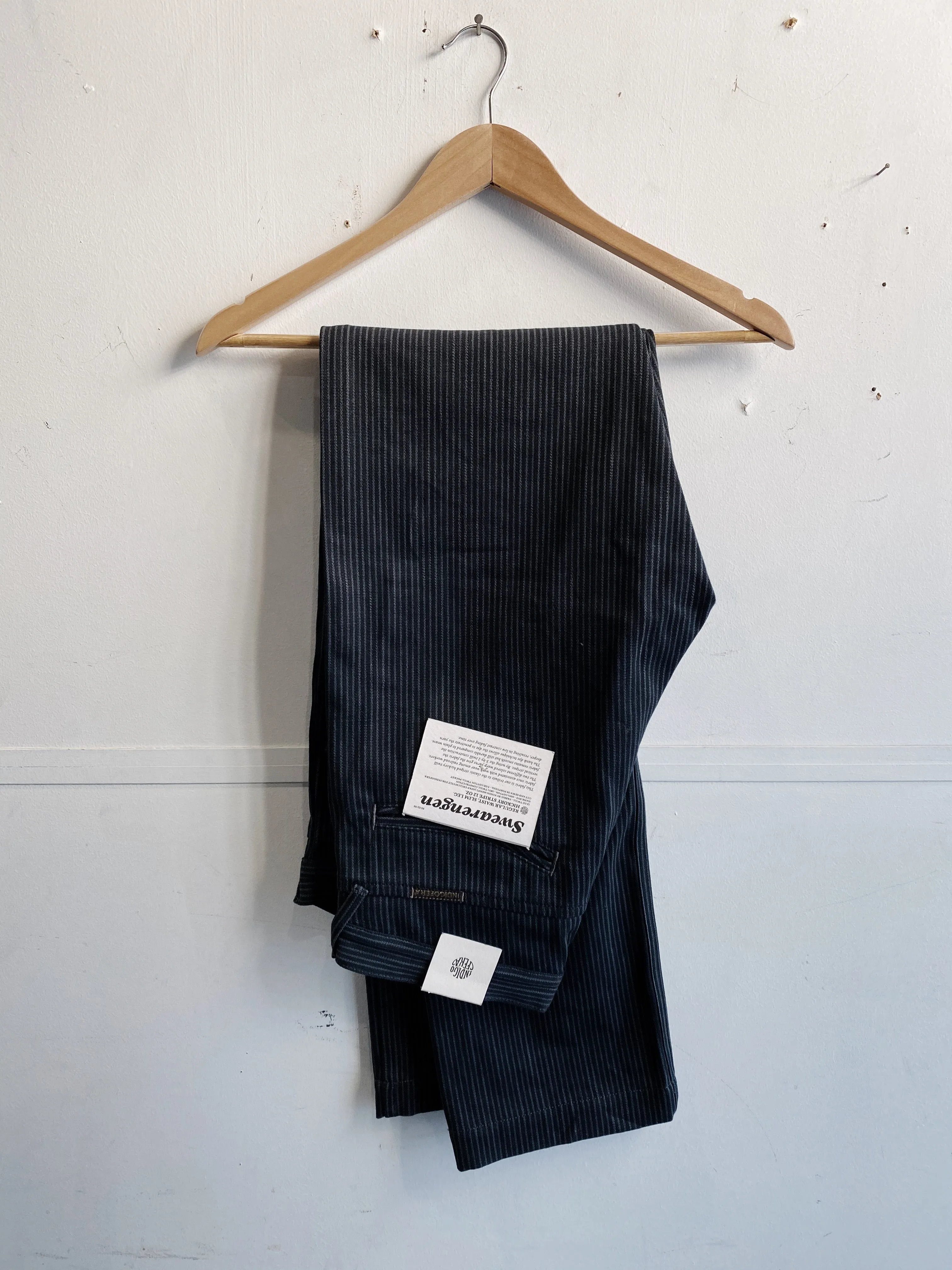 Swearengen Pant | Grey/Black Hickory Stripe | Indigofera sold by Man Ready