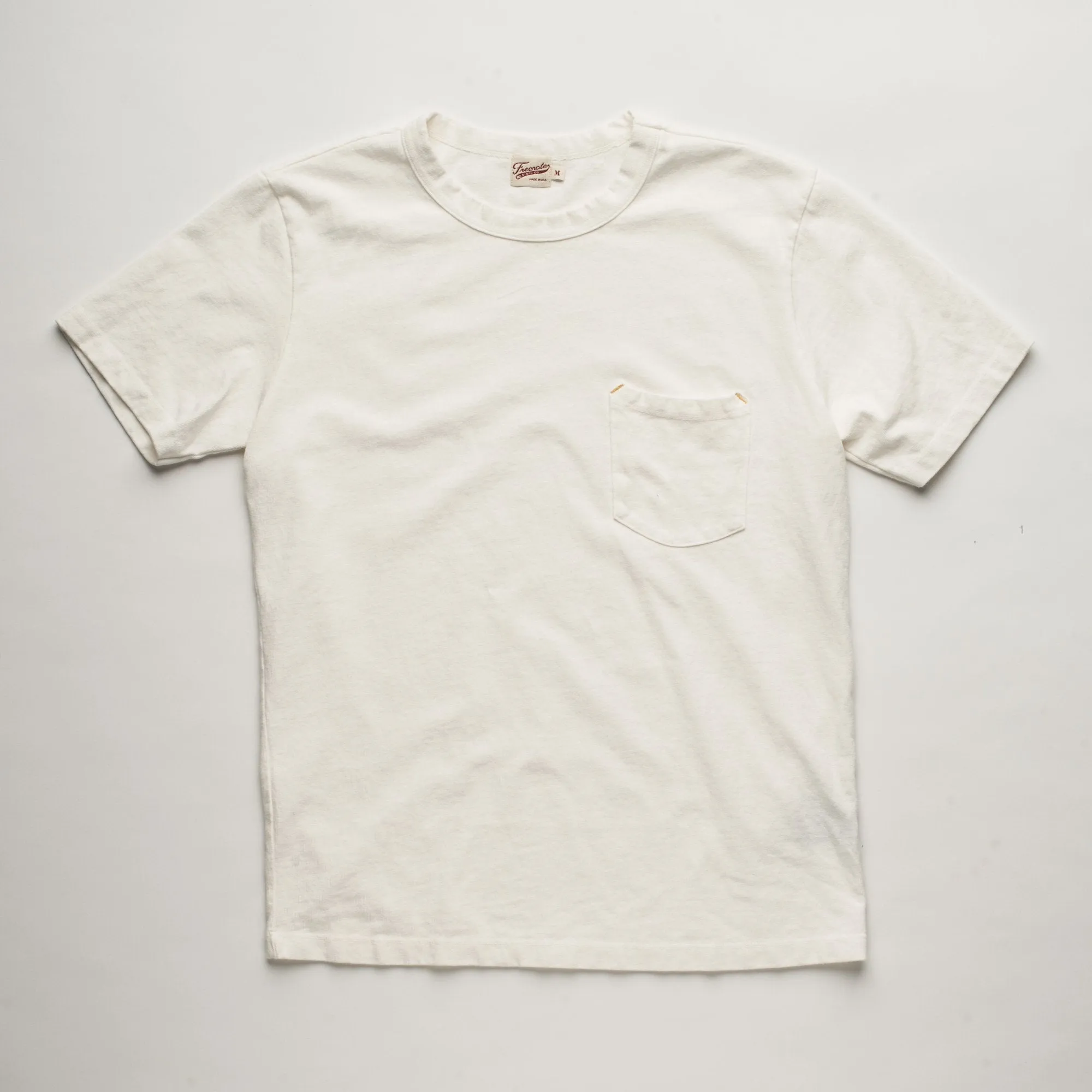 9 oz Pocket Tee | White | Freenote Cloth sold by Man Ready