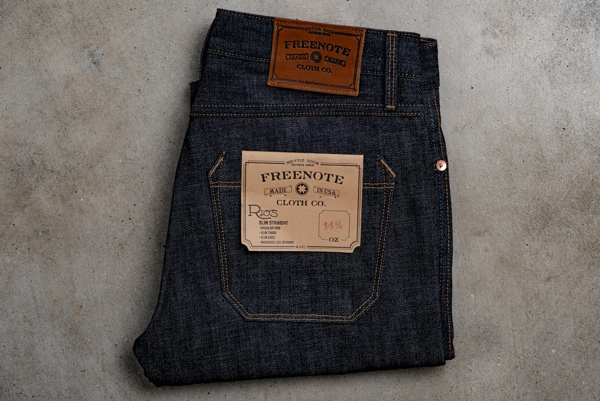 Rios Slim Straight | 14 oz. Blue | Freenote Cloth sold by Man Ready