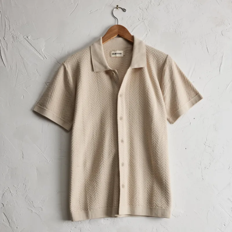 The Button Down Herringbone Polo | Heather Oat | Taylor Stitch sold by Man Ready