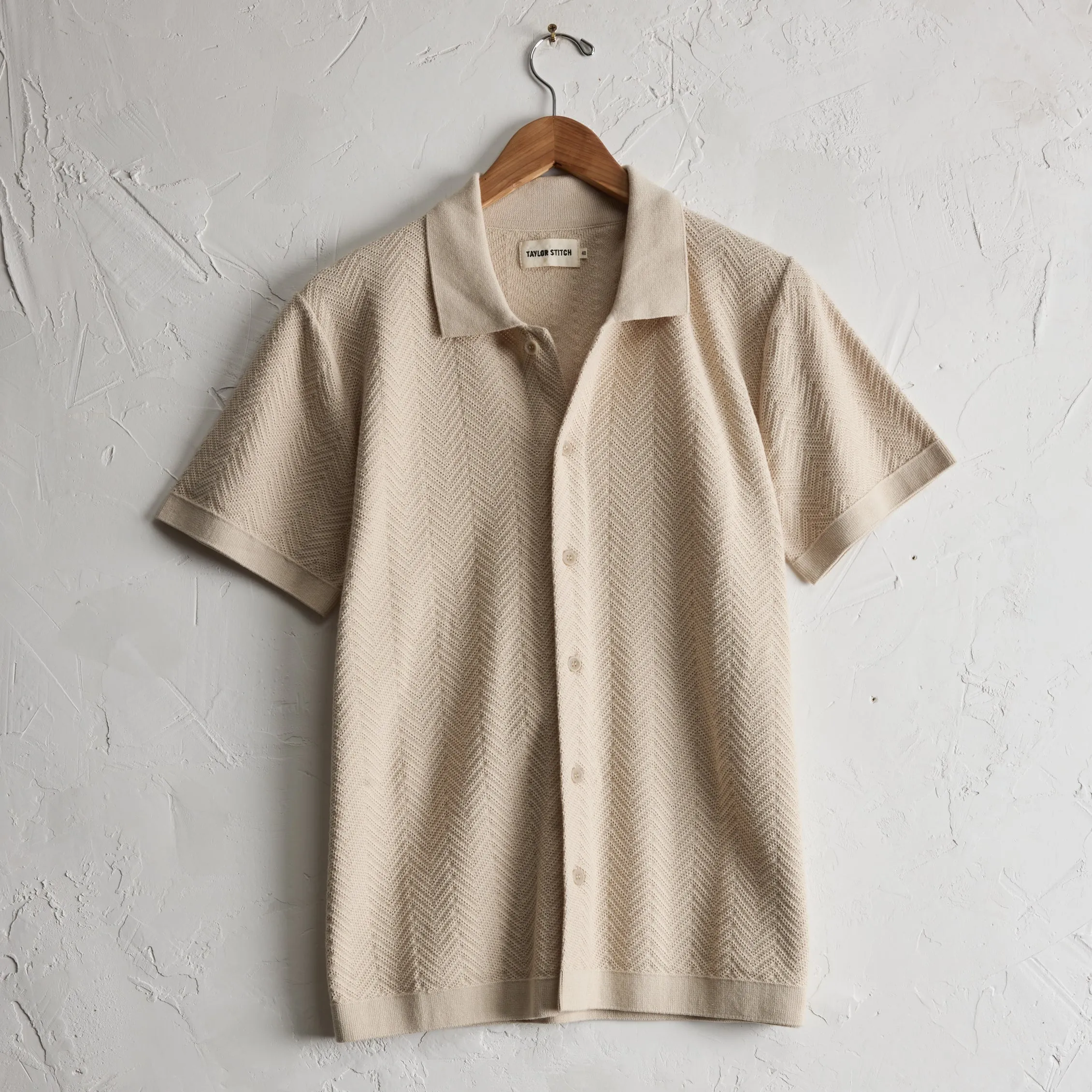 The Button Down Herringbone Polo | Heather Oat | Taylor Stitch sold by Man Ready