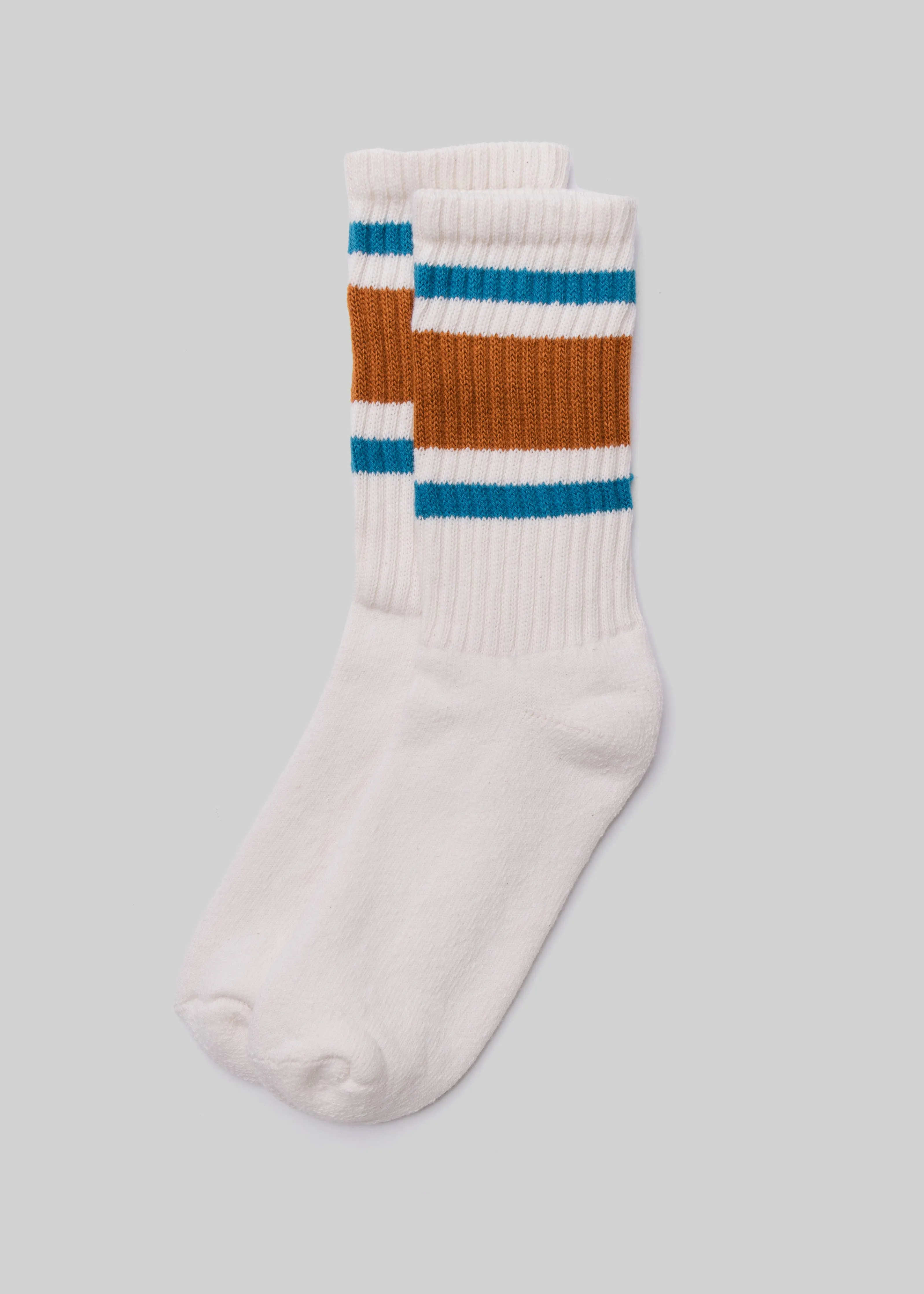 Retro Stripe Socks | Texas Orange + Tile | American Trench sold by Man Ready