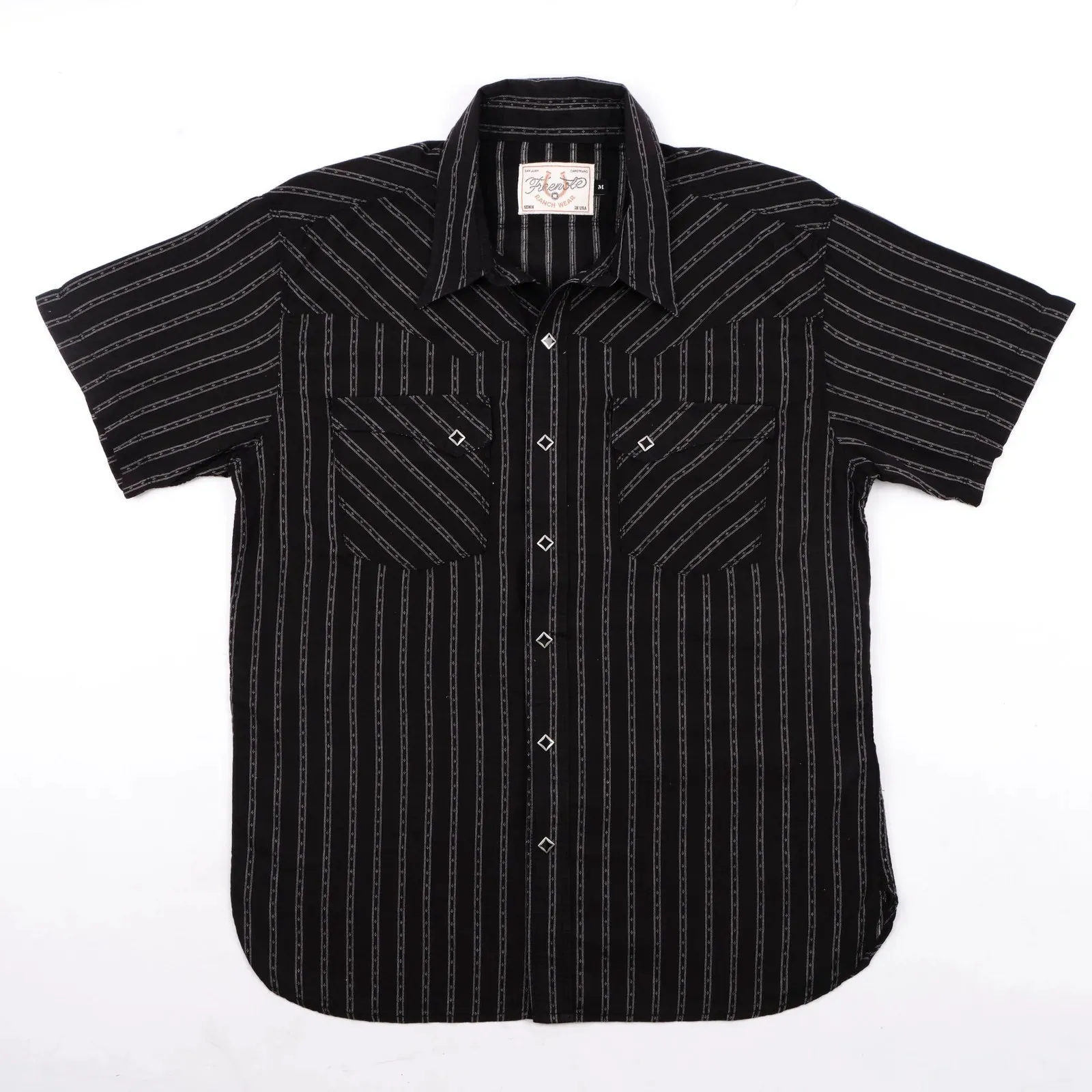 Calico S/S Shirt | Black Stripe | Freenote Cloth sold by Man Ready