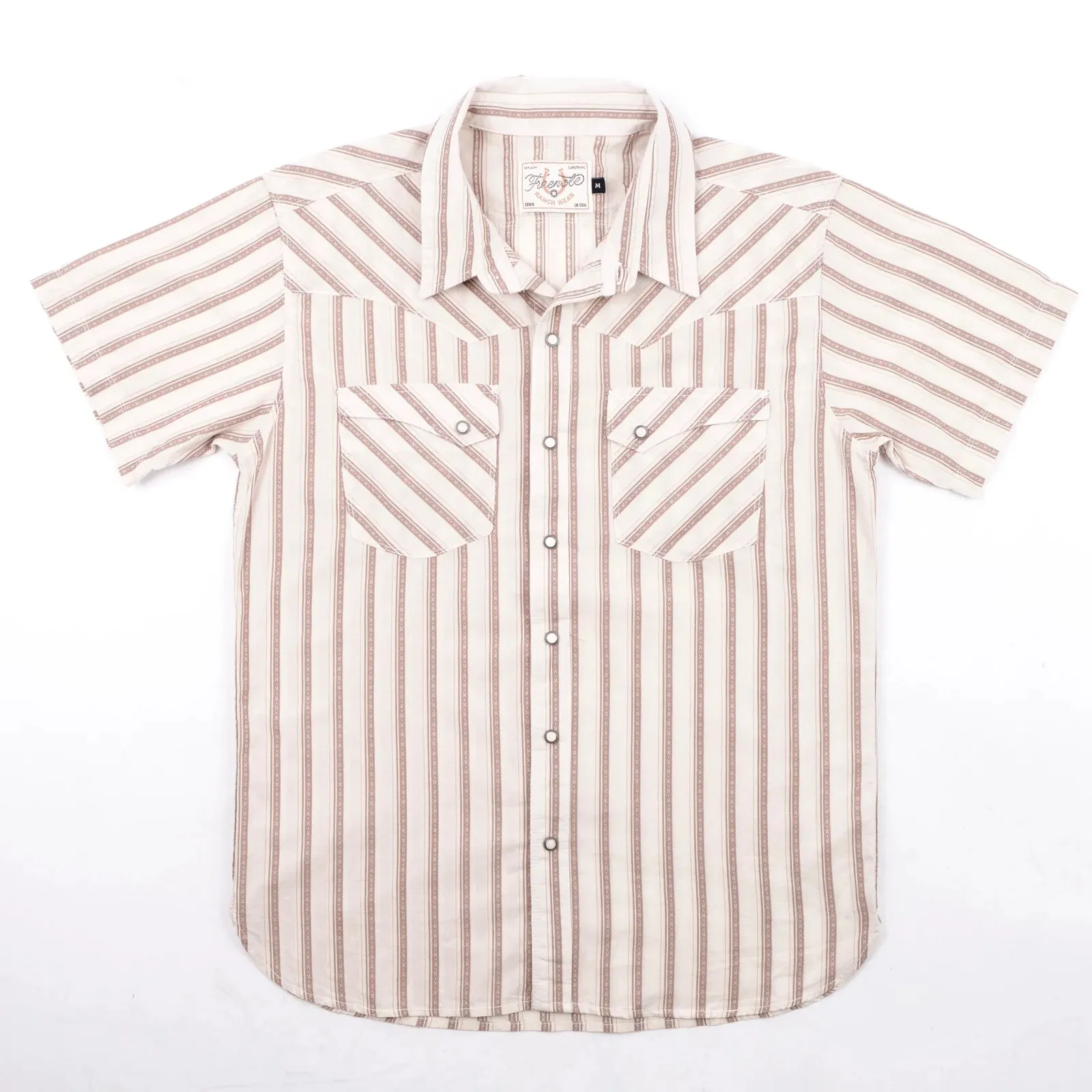 Calico S/S Shirt | Brown Stripe | Freenote Cloth sold by Man Ready