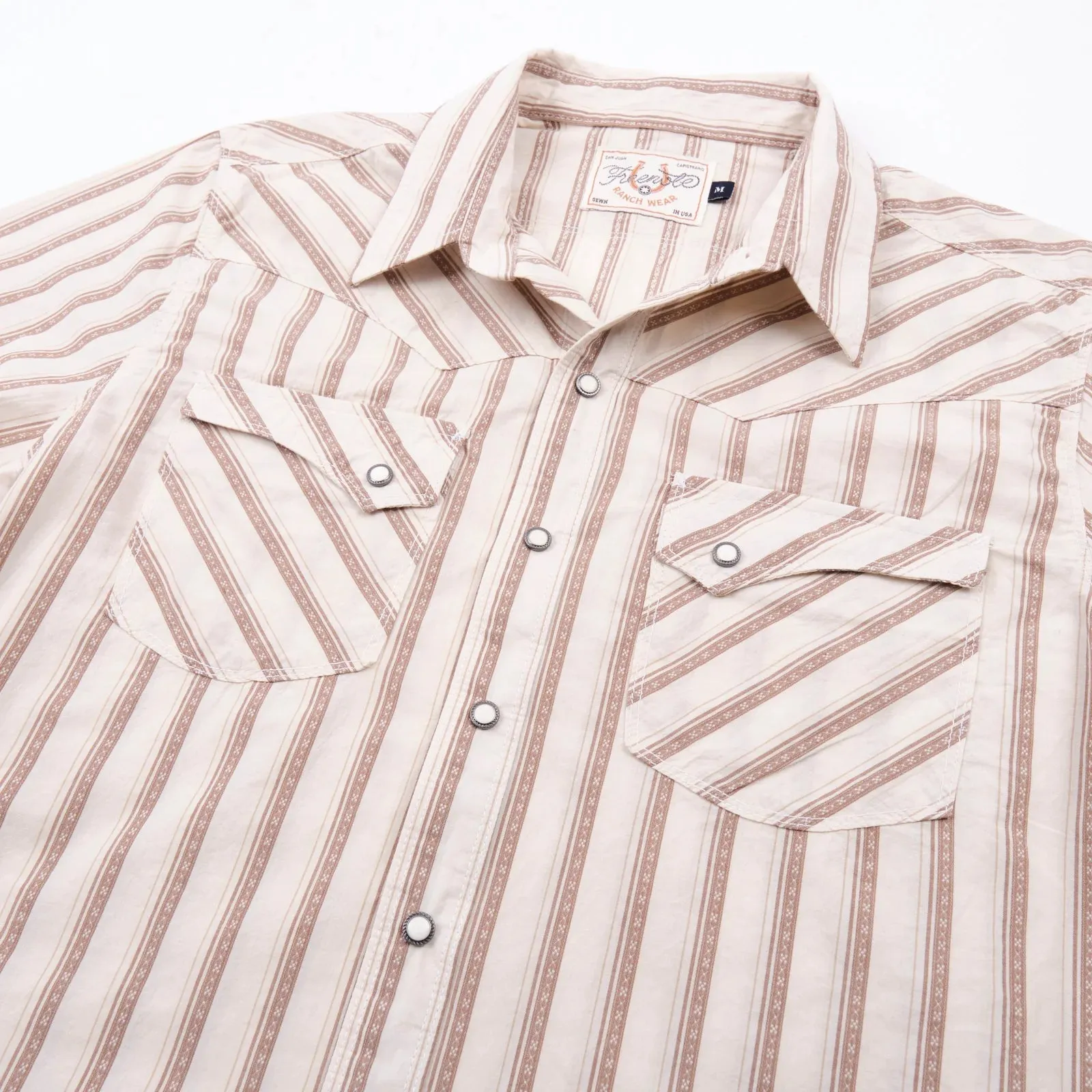 Calico S/S Shirt | Brown Stripe | Freenote Cloth sold by Man Ready product image thumbnail 3