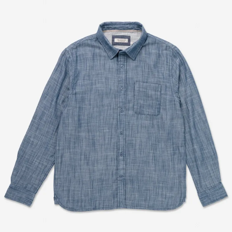 Double Gauze L/S Tailored Shirt | Indigo | Ace Rivington sold by Man Ready