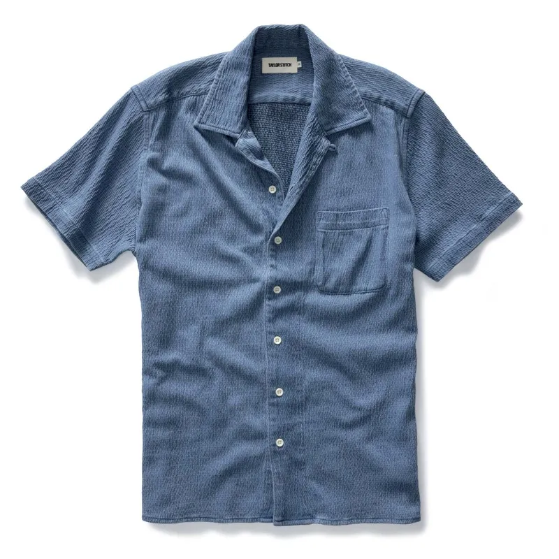 The Short Sleeve Hawthorne in Ocean Pickstitch Waffle | Parallel