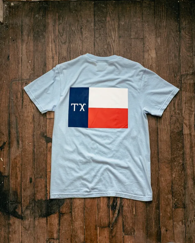Graphic Pocket Tee | TX Flag | Hydrangea Blue | Manready Mercantile sold by Man Ready