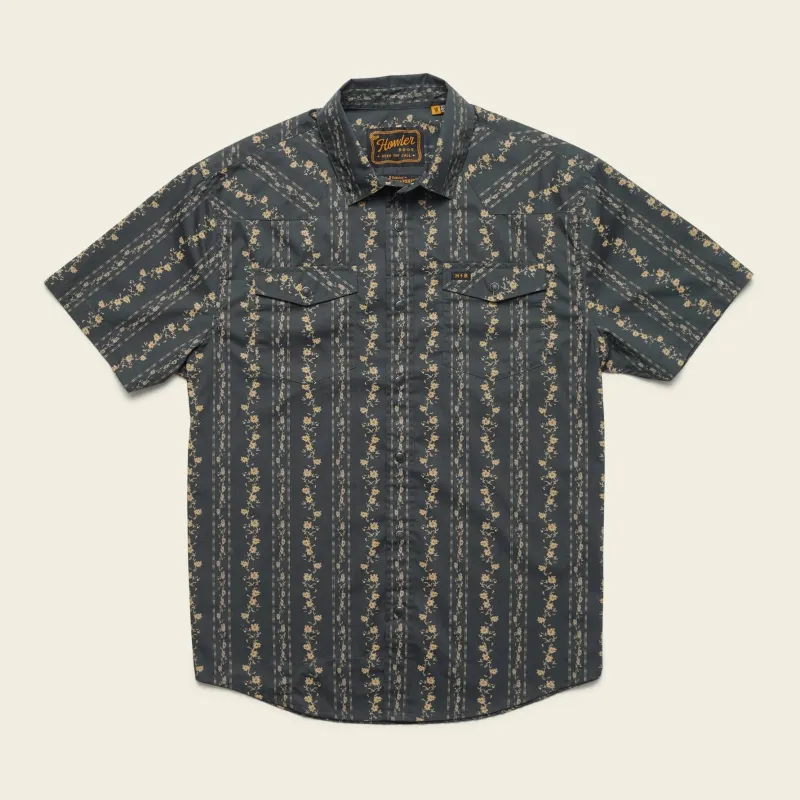 H Bar B Snapshirt | Hibiscus Ribbons : Antique Black | Howler Bros sold by Man Ready