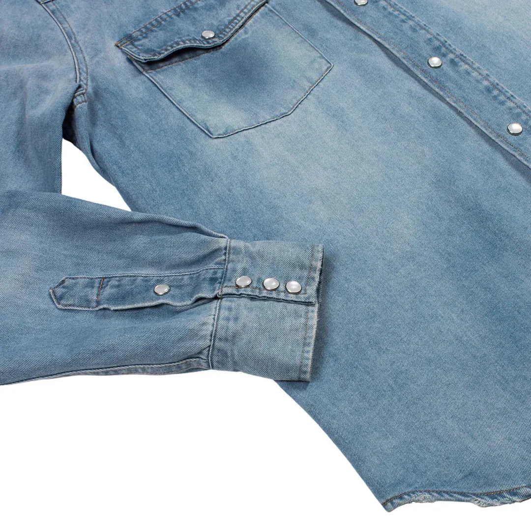Wyatt Pearl Snap Denim Shirt | Vintage Denim | Sendero Provisions Co sold by Man Ready product image thumbnail 3
