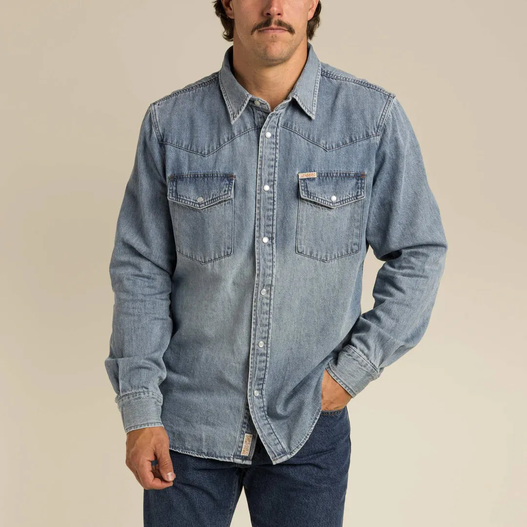 Wyatt Pearl Snap Denim Shirt | Vintage Denim | Sendero Provisions Co sold by Man Ready product image thumbnail 4